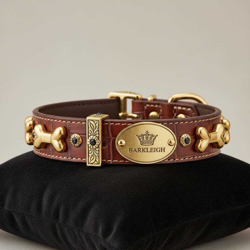 collar en cuero con herrajes de lujo